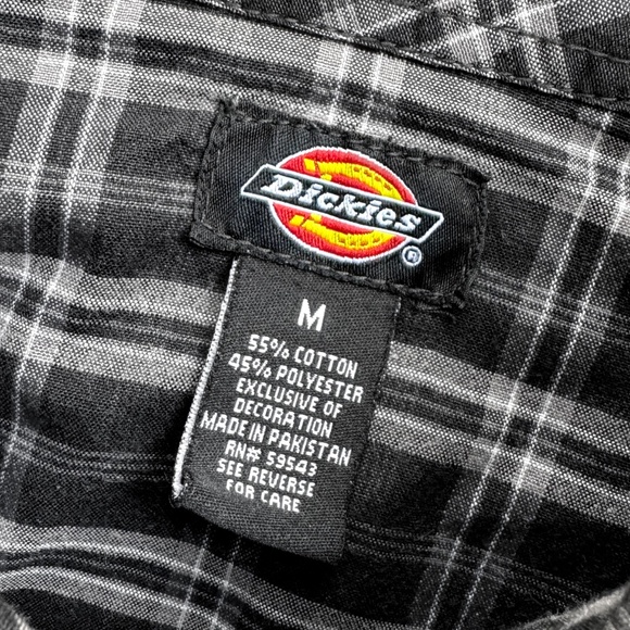 Dickies Long Sleeve Button Up Shirt Men's Size Medium Black Plaid Vintage Y2k - Picture 4 of 12